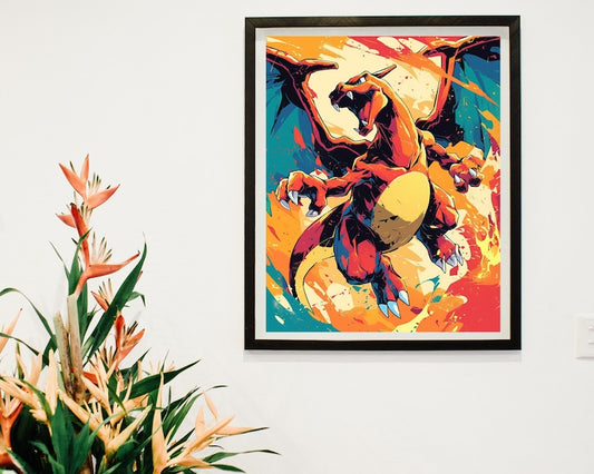 Charizard Comics Style Anime Poster, Printable Wall Art