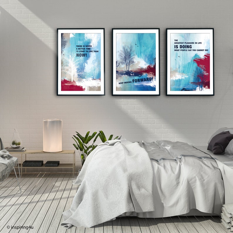 Inspirational Quotes Posters Set of 3: Office & Home Wall Art Décor