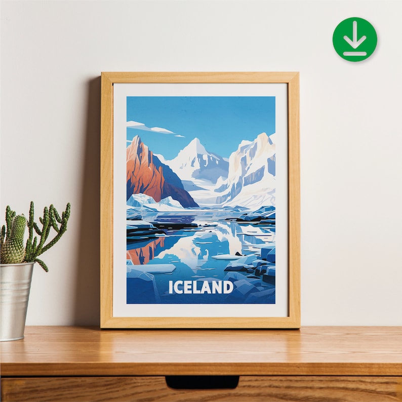 Iceland's Serene Lake: Minimalist Nature Poster