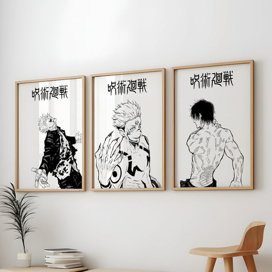 JJK Anime Posters 3-Pack: Gojo, Jujutsu Kaisen Art Set