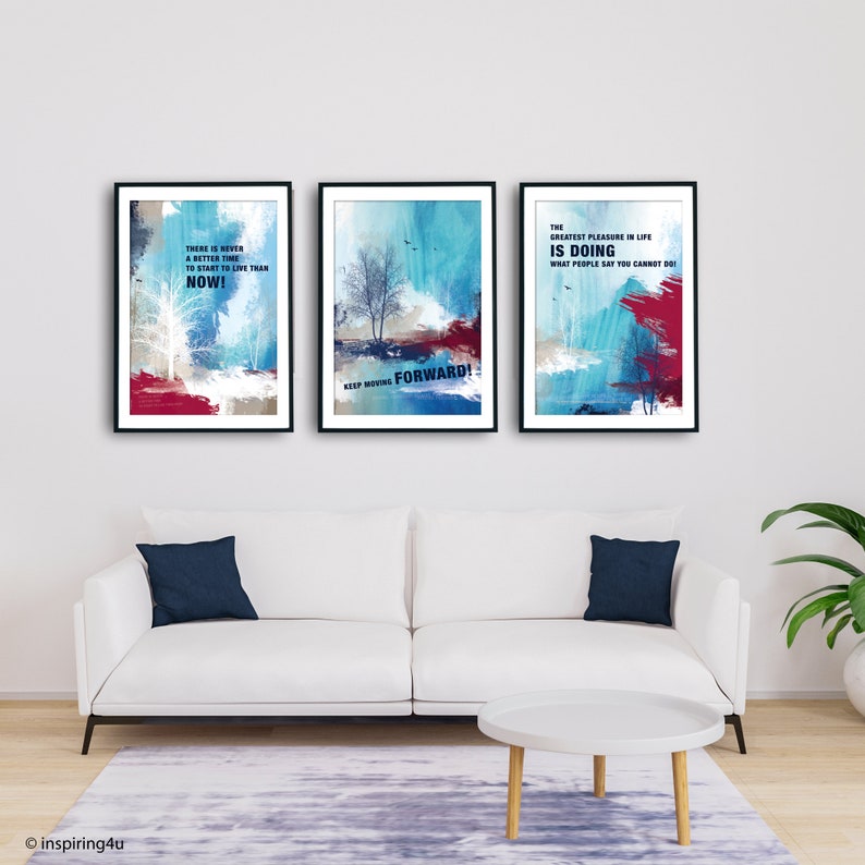 Inspirational Quotes Posters Set of 3: Office & Home Wall Art Décor