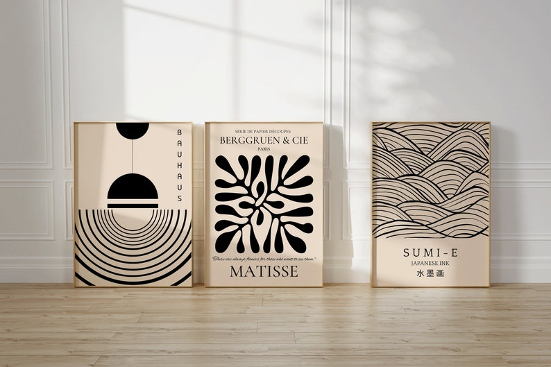 Matisse Bauhaus Poster Set: Japanese Ink Abstract Art for Home Decor