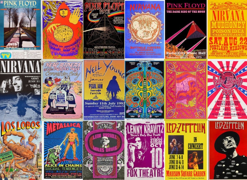 530PCS Retro Concert Poster Collage Kit