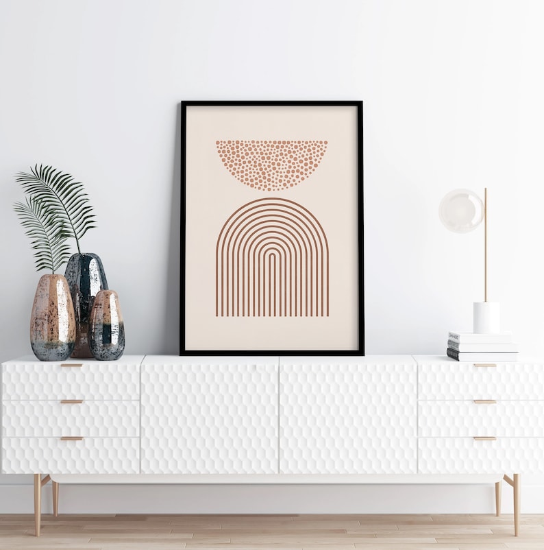 Mid-Century Modern Boho Abstract Wall Art Set of 3