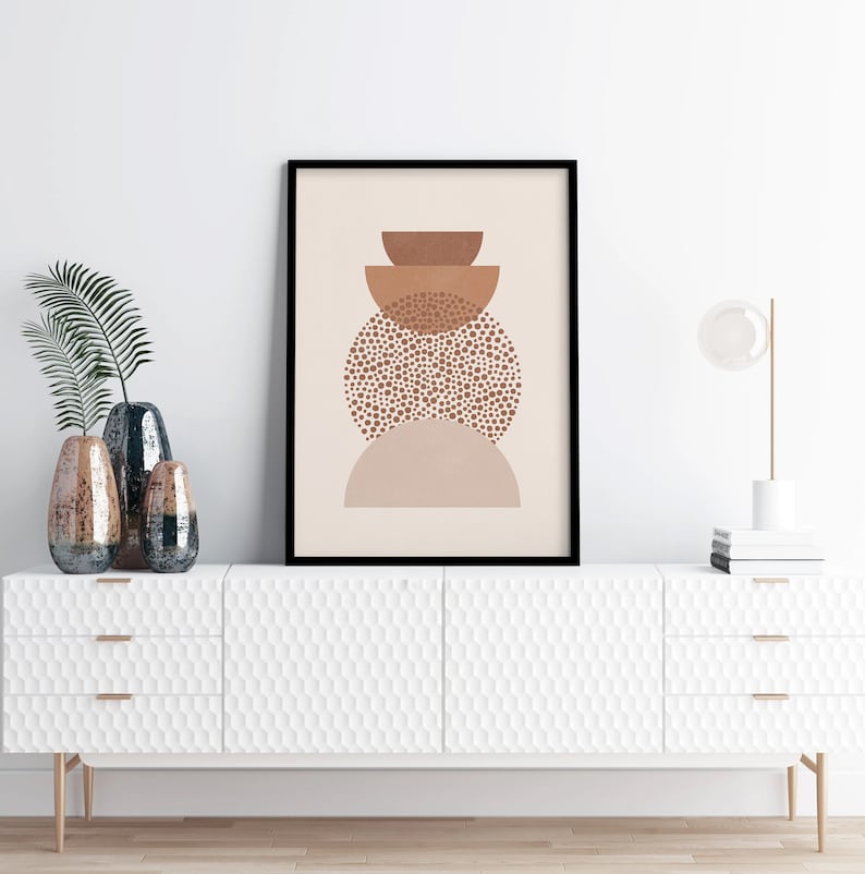 Mid-Century Modern Boho Abstract Wall Art Set of 3