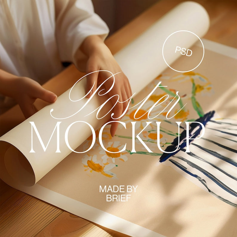 Minimal Poster Rollup Mockup Unrolling PSD