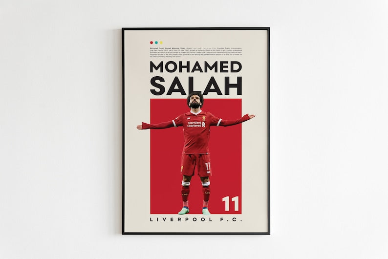 Mohamed Salah Poster | Liverpool Poster | Footballer Wall Art